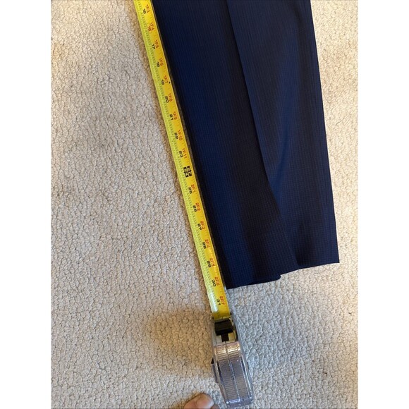Theory Mayer Blue Wool Pattern Plaid Stretch Suit Pants | 33W - Picture 14 of 16